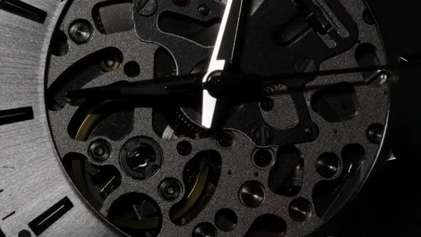 Swiss Watch with Full Open Mechanism Closeup
