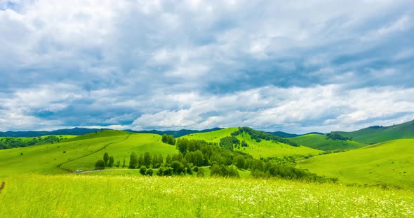 Mountain Meadow Timelapse at the Summer or Autumn Time