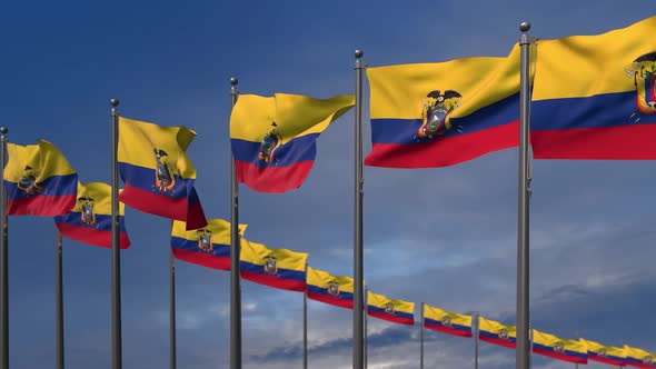 The Ecuador  Flags Waving In The Wind   2K