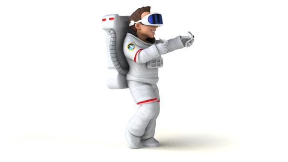 Fun 3D cartoon cosmonaut with a VR Helmet