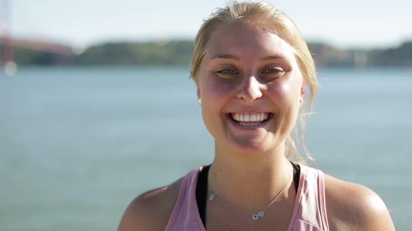 Closeup Shot of Smiling Young Blonde Woman