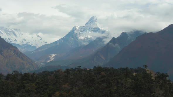 Ama Dablam Mountain. Himalaya, Nepal. Aerial View