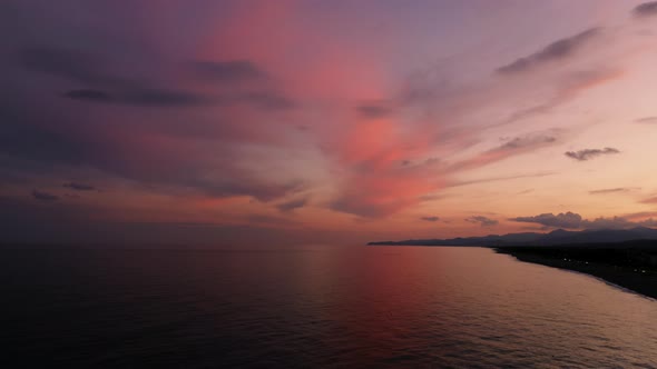 Fiery sunset over the ocean.