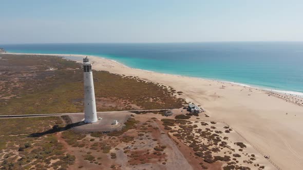 Aerial view of Morro Jable Lighthouse in Fuerteventura