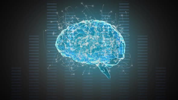 Digital composite of a brain and digital bars
