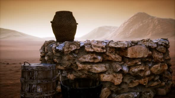 Old Stone Water Well in the Desert