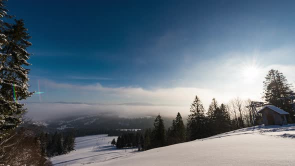 Aurora Time Lapse in Winter Mountain