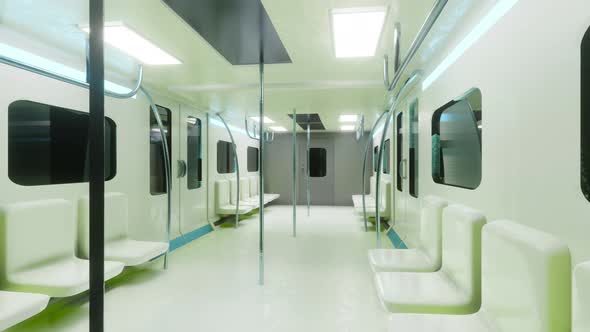 3D Animation of the interior of a empty subway wagon