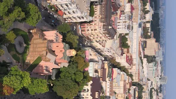 Vertical Video  Kyiv Ukraine Aerial View of the City