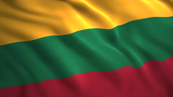 The National Flag of Lithuania Flutters in the Wind