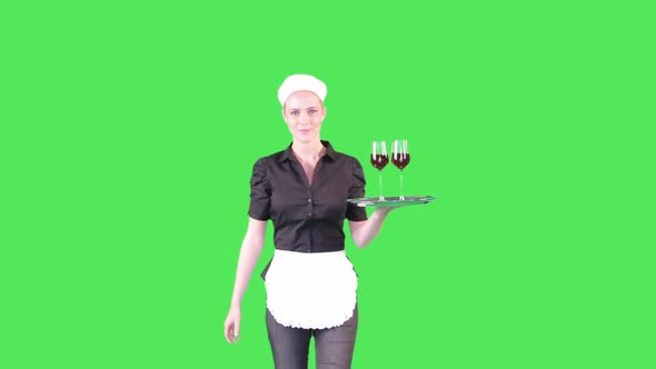 Female waitress serving drink