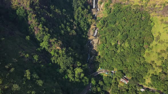 Aerial view of Ravana Water Falls, Ella, Sri Lanka