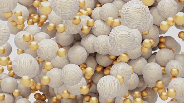 Background of Flying Colliding Whitegold 3d Spheres