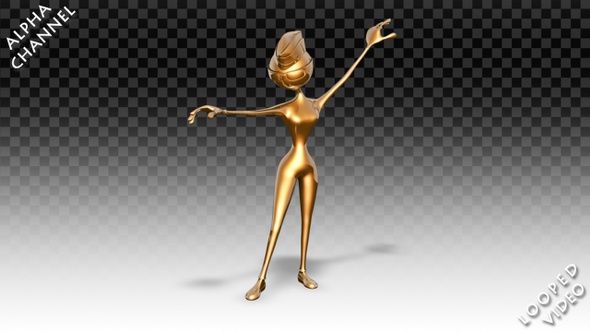 3D Gold Woman - Cartoon Happy Dance alt