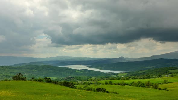 Time lapse of the clouds over the hills of Tuscany Italy