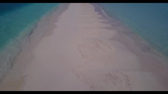 Aerial drone view sky of paradise resort beach wildlife by blue ocean with white sand background of 
