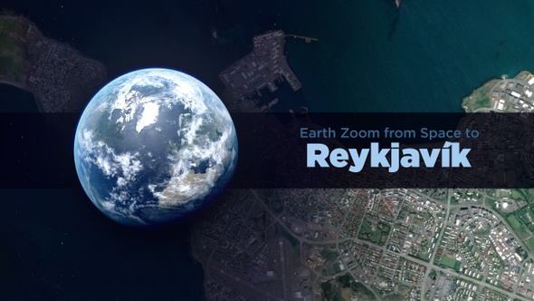 Reykjavik (Iceland) Earth Zoom to the City from Space