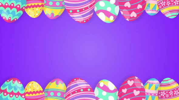 Colorful Easter Day Egg Frame Purple Background