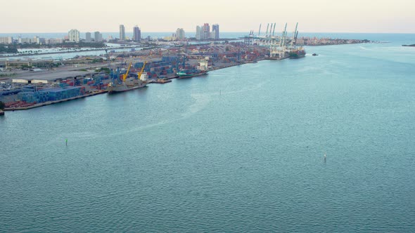 Aerial view of containers on Dodge Island