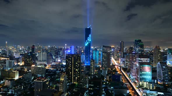 Lights show on Mahanakhon building,   Bangkok Rising, Bangkok, Thailand