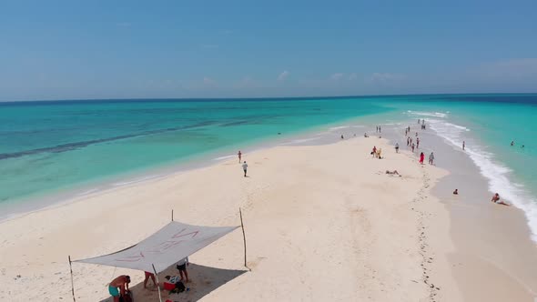 Drone View of Paradise Island in the Indian Ocean with Turquoise Water Zanzibar