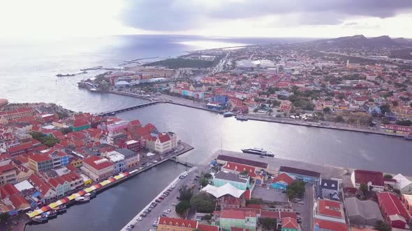 Above the lines of high, Showing Punda and Otrobanda (Willemstad) the UNISCO Heritate Capital of Cur