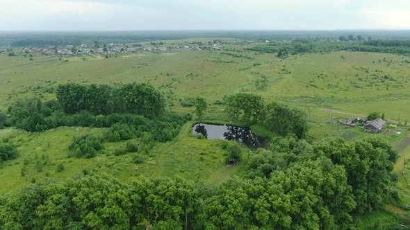 Flying Over a Russian Village on a Drone