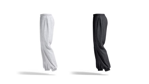 Blank melange and black sport sweatpants, looped rotation