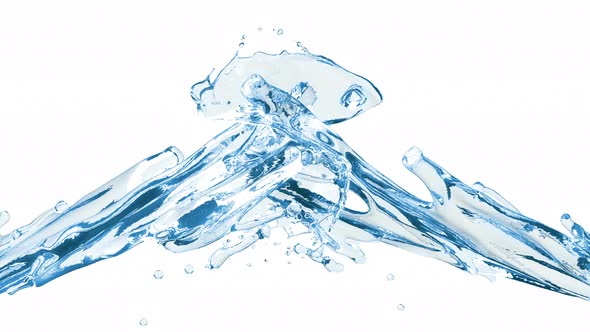 Collision Of Two Water Streams On White Background alt