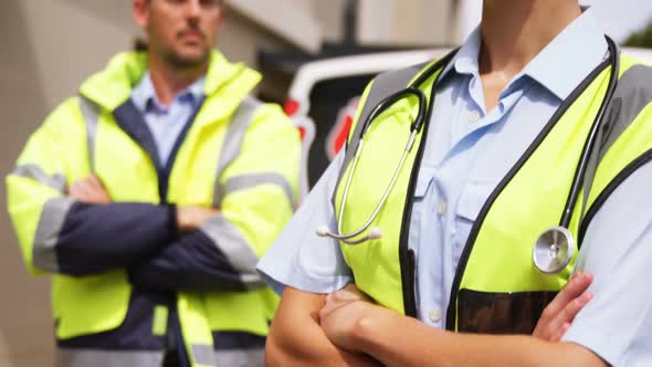 Portrait of two ambulance colleagues