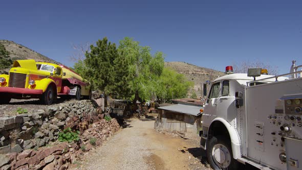 Trucks and old buildings