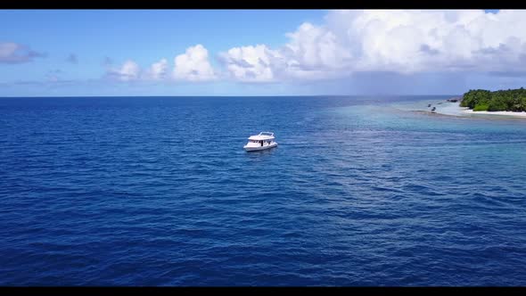 Aerial view nature of marine coast beach adventure by blue ocean and white sand background of a dayo