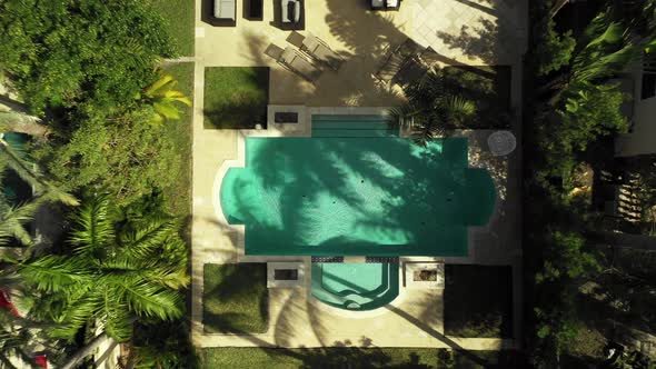 Luxury mansion swimming pool aerial video