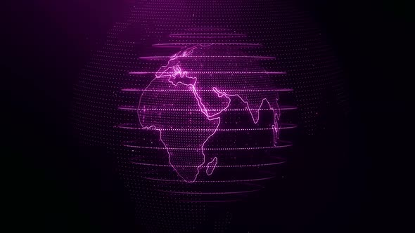 3d Rotated Pink Technology Hologram Earth Animation