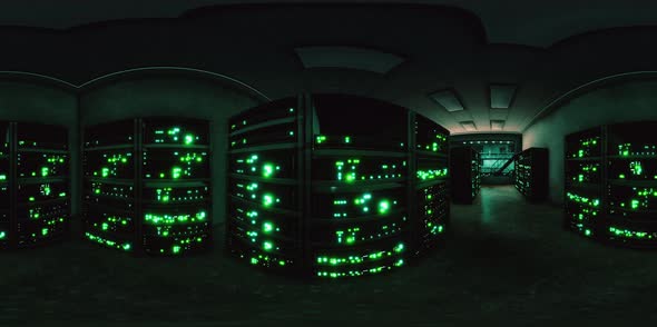 VR360 Network Server Room with Computers for Digital Tv Ip Communications