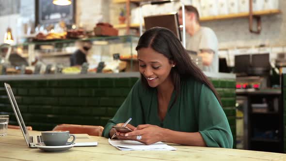 Woman in cafe