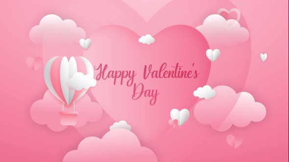 Happy Valentine's Day heart balloon animation loop