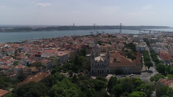 Basílica da Estrela and City of Lisbon Aerial View