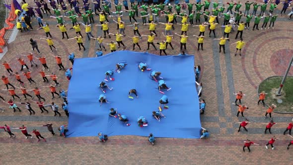 Dance flash mob on independence square, dedicated to the Day of Europe.