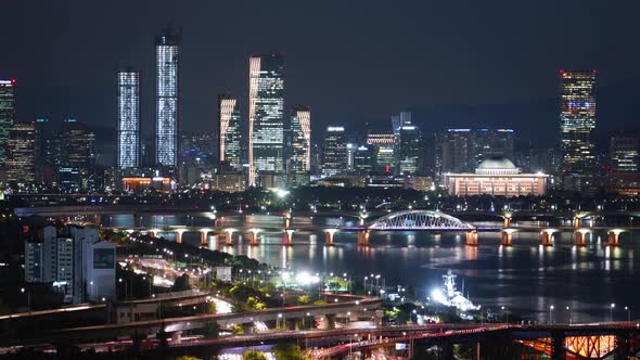 Night City River Traffic