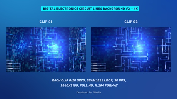 Digital Electronics Circuit Lines Moving Vertically 4k - 2 Clips