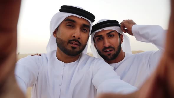 Young men spending a day in the dubai desert