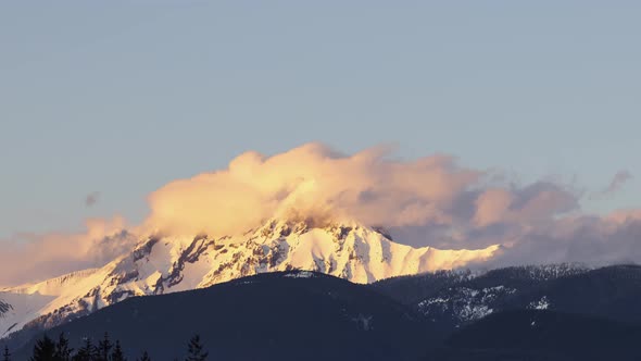 Time Lapse View of Canadian Mountain Landscape Covered in Clouds