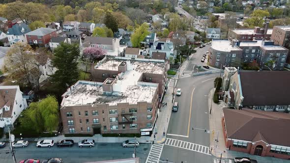 Aerial Drone Wiews Flying Over Neighborhood Houses Suburbs Yonkers New York Ver 2