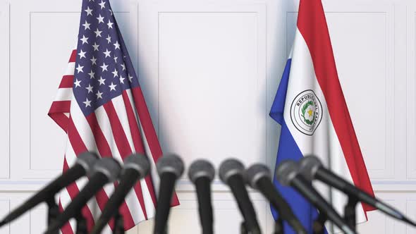 Flags of the USA and Paraguay at International Meeting