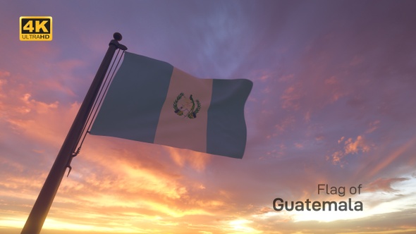 Guatemala Flag on a Flagpole V3 - 4K