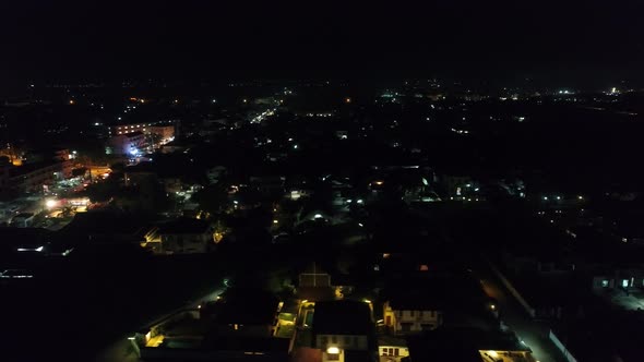 Vientiane city in Laos by night seen from the sky