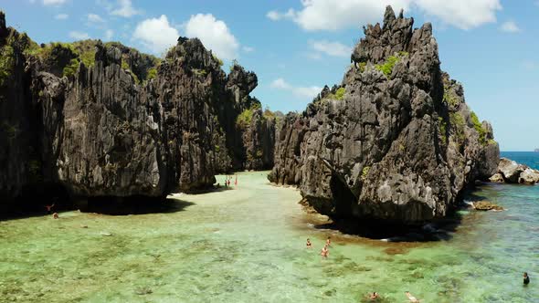 Tropical Seawater Lagoon and Beach Philippines El Nido