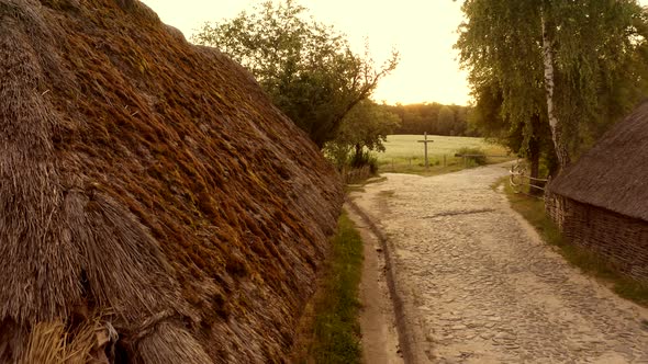 Village Yard of Straw Shack Houses