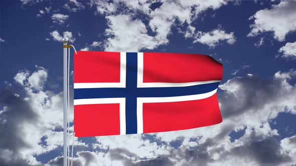 Svalbard And Jan Mayen Flag Waving 4k